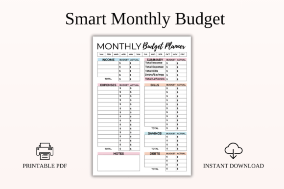Download Smart Monthly Budget Planner Printable - Month Collection