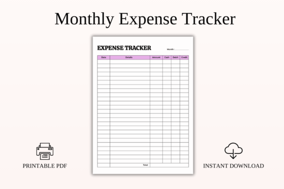 Download Monthly Expense Tracker Printable PDF - Month Collection
