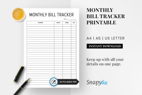 Download Monthly Bill Tracker Printable - Month Collection