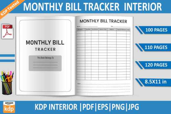 Download Monthly Bill Tracker | KDP Interior - Month Collection