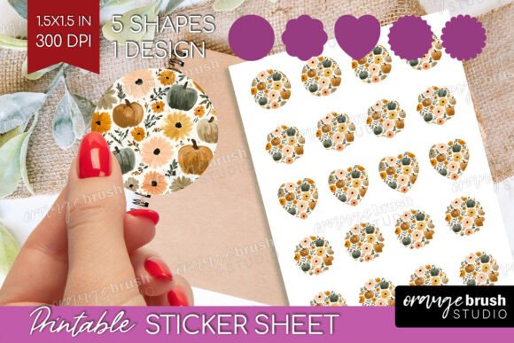 Download Coquette Pumpkin Printable Sticker Sheet - Premium Resources