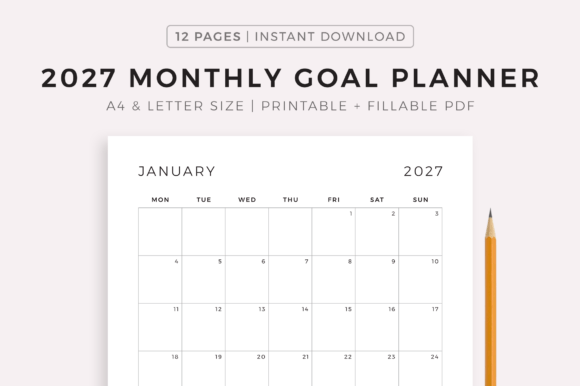 Download 2027 Monthly Goal Planner - Month Collection