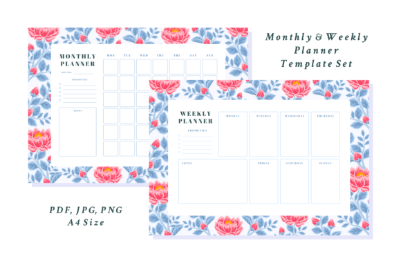 Download Vintage Floral Weekly Monthly Planner - Month Collection