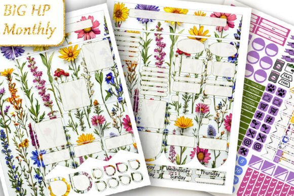 Download Big Monthly Planner Stickers Wildflowers - Month Collection