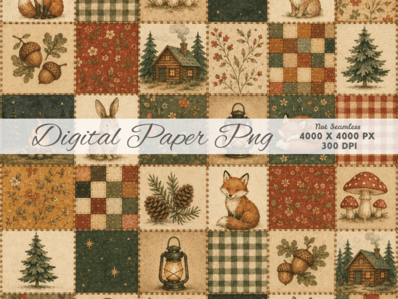 Download Vintage Fall Quilt Digital Paper - Quilt Collection