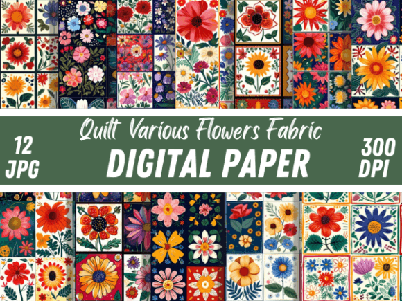 Download Craft Quilt Flowers Fabric Pattern Paper - Quilt Collection