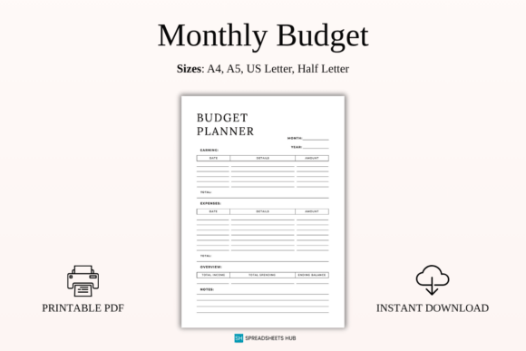 Download Monthly Finance Log &amp; Budget Planner - Month Collection