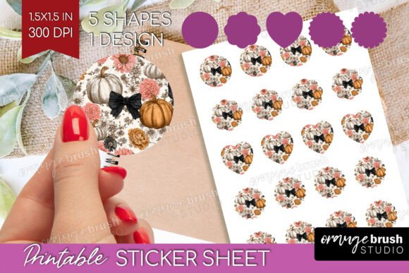Download Coquette Pumpkin Printable Sticker Sheet - Premium Resources