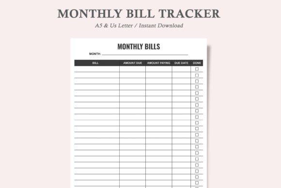 Download Monthly Bill Tracker, - Month Collection