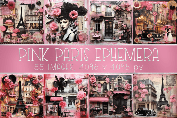 Download Pink Paris Vintage Ephemera Scrapbooking - Scrapbook Collection
