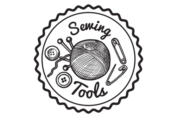 Download Sewing Tools Logo. Hand Drawn Store Labe - Sewing Collection