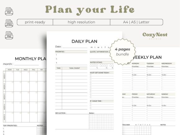 Download Printable Planner | Daily Weekly Monthly - Month Collection