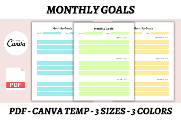 Download Monthly Goals Canva Template - Month Collection