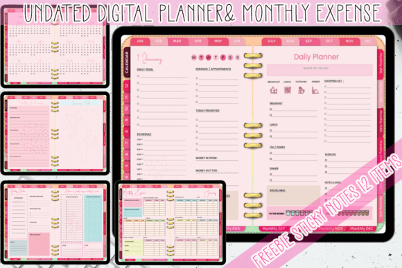 Download Undated Digital Planner  Monthly Expense - Month Collection