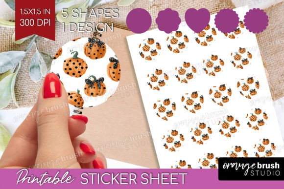 Download Coquette Pumpkin Printable Sticker Sheet - Premium Resources