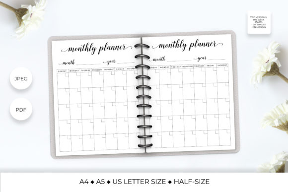 Download Monthly Planner Page Printable - Month Collection