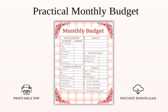 Download Practical Monthly Budget PDF Printable - Month Collection