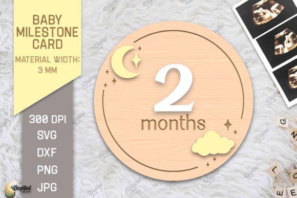 Download Baby Milestone Card Laser Cut. 2 Month - Month Collection