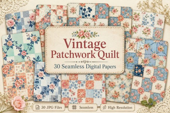 Download Vintage Patchwork Quilt Seamless Digital - Quilt Collection