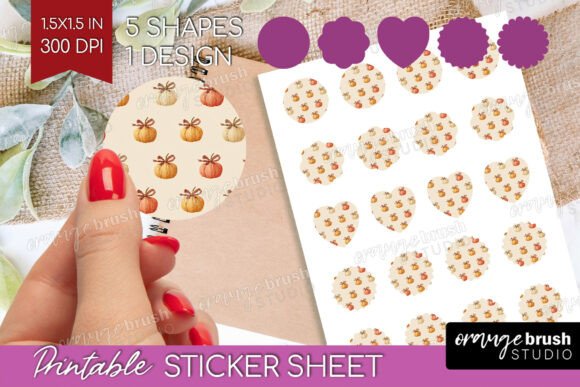 Download Coquette Pumpkin Printable Sticker Sheet - Premium Resources