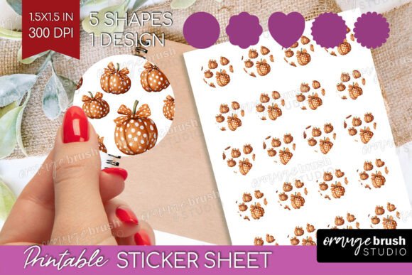 Download Coquette Pumpkin Printable Sticker Sheet - Premium Resources