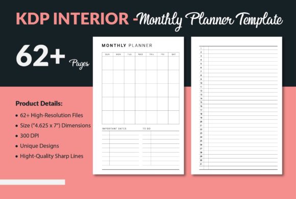 Download Monthly Printable Planner - KDP Interior - Month Collection