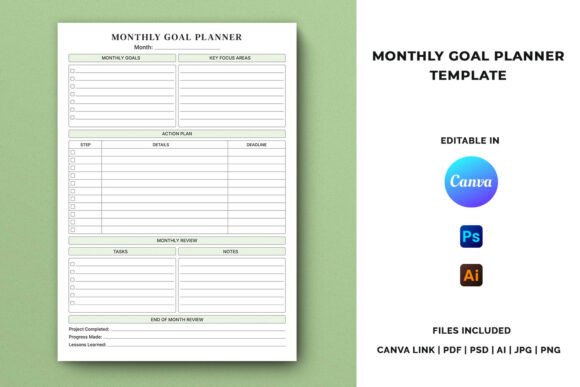 Download Monthly Goal Planner Template - Month Collection