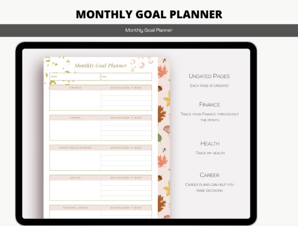 Download Undated Digital Monthly Goal Planner - Month Collection